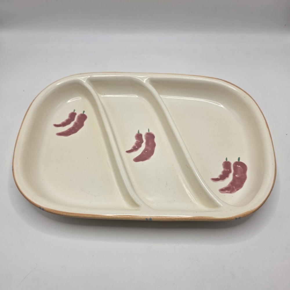 Treasure Craft USA Vintage 1985 TAOS 3 Part Relish Dish Bowl‎ GC